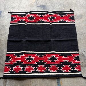 Vintage Chimayo HandLoomed Southwest Style Wool Blanket 34.5 X 35